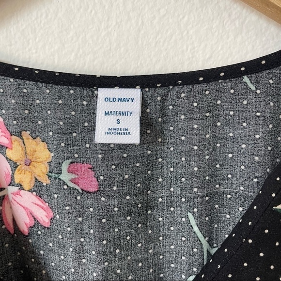 Old Navy Maternity Black Floral Polka Dot Midi Dress S - Picture 5 of 9